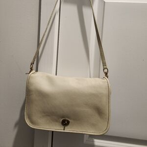 Vintage COACH Bone Color Leather Shoulder Bag